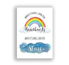 When It Rains Look For Rainbows When It S Dark Look For Stars Wall Art Quotes Print Nursery Picture Amazon Co Uk Handmade Products