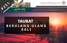 Solat sunat taubat merupakan solat sunat yang didirikan untuk memohon keampunan setelah menginsafi perbuatan mungkar. Pejabat Mufti Wilayah Persekutuan Irsyad Al Fatwa 251 Taubat Berulang Ulang Kali