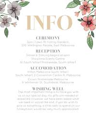 Floral Wedding Information Card Wedding Invitation Wording Examples Wedding Wording Wedding Invitation Details Card