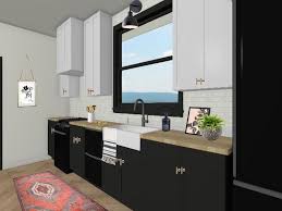 You can save your own individual bathroom plans, share them with others or directly print them out and use them, in conjunction with your chosen plumbing specialist, to turn your dreams into reality. Online 3d Design For A Black And White Kitchen With Butcher Block Counters And Brass Accents Kitchen Design Plans Free Kitchen Design Master Bathroom Design