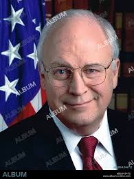 Richard Bruce 'Dick' Cheney (born 1941) served as the 46th Vice-President  of the United States 2001-2009 under George W Bush. Head-and-shoulders  portrait with stars-and-st