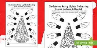 Coloring the story and see how, fanny bunny celebrating christmas. Christmas Fairy Lights Coloring Page English Spanish Christmas Fairy