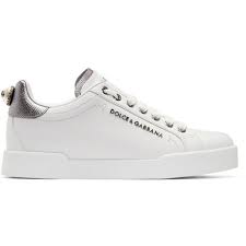 Black And Silver Dolce Gabbana Sneakers Dolce And Gabbana White And Silver Leather Sneakers 615 Liked On Polyvore Featuring Shoes Sneakers W White Leather Sneakers White Leather Shoes Sneakers