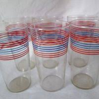 Maybe you would like to learn more about one of these? Vintage 1950 S Horizontal Striped Red And Blue On Clear Glass Tumblers Water Glasses Set Of 6 Iced Tea Large Tumblers Carol S True Vintage And Antiques