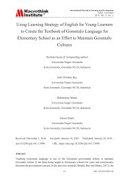 Selain itu, pembelajaran luring juga termasuk mengakses lewat televisi dan radio. Pdf Using Learning Strategy Of English For Young Learners To Create The Textbook Of Gorontalo Language For Elementary School As An Effort To Maintain Gorontalo Cultures