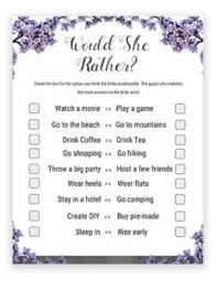 Bridal Shower Games Printables Would She Rather Bride Or Groom