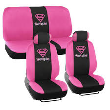 Black And Pink Car Seat Covers Supergirl Seat Covers Pink Black 9pc Full Set Front Rear Interior Car Accessories Seat Covers Car Seat Girl