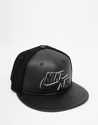 Nike Air Snapback Cap In Leather Wool 708895 010 At Asos Com Nike Cap Mens Leather Hats Mens Leather Accessories