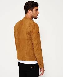 Superdry Real Hero Suede Biker Jacket Brown Leather Jacket Men Suede Biker Jacket Leather Men