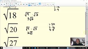 Algebra Simplifying Non Perfect Square Roots Youtube