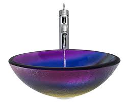 619 frosted rainbow glass vessel