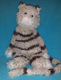 About 16 from the head to the feet and the tail is about 19 long. Jellycat Medium Bunglie Kitten Tan Crean Striped Plush Tabby Cat 16 1622314133