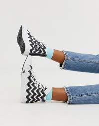Converse Black And White Zig Zag Chuck Taylor Hi All Star Leather Voltage Sneakers Asos White Leather Converse Chuck Taylors Converse Chuck Taylor All Star