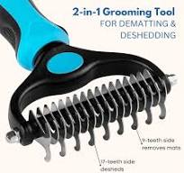 Best Dog Self-Cleaning Pet Grooming Rake Brush | Extra Wide Stainless Steel  Blades | For Dogs & Cats With Long Hair Extra Wide Deshedding Brush