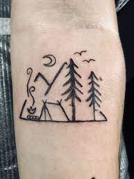 Go outdoors with these fun camping tattoos! Camp Tattoo Cute Little Tattoos Henna Tattoo Designs Simple Camping Tattoo