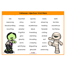 Make Learning About Halloween Engaging With This Adjectives Word Bank Resource Covering A Range Of Adjectives S Adjective Words Word Bank Halloween Adjectives