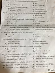 (2+3.4) + 6 = 2 + (3.4 + 6) associative property of addition (i chose this) commutative property of multipliction inverse property of multiplication commutative property of addition math which property is shown by 0+9=9 a.) distributive property b.) commutative property of addition c.) identity property of addition d.) associative property of. 1 Which Equation Shows The Identity Property Of Chegg Com