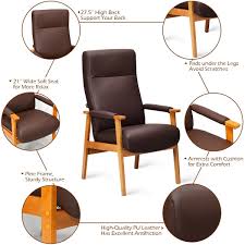 Pu Leather Arm Chair Lounge High Back Solid Wood Frame 139 95 Free Shipping Are You Looki Leather Armchair Wood Pallet Outdoor Furniture Wooden Lounge Chair