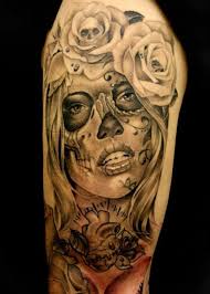Black And White Sugar Skull Thigh Tattoo Sugar Skull Black Grey Tattoo Roses Sleeve Sugar Skull Tattoos Rose Tattoo Sleeve Black Tattoos