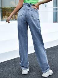 Lediglich kleine, kräftiger gebaute damen sollten einen bogen um die. High Waist Baggy Jeans Shein Usa