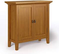 Adjustable european hinges deliver customized quiet closing, while a choice of finishes lets you pick the one that best dimensions: Simpli Home Redmond Solid Wood 32 Inch Wide Rustic Low Storage Cabinet In Light Golden Brown With 2 Doors 2 A Simpli Home Storage Cabinet Adjustable Shelving