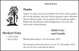 Traueranzeigen von Herbert Fries