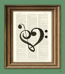 Treble Clef And Bass Clef Heart Print Altered Music Art Etsy Music Artwork Music Room Art Music Art