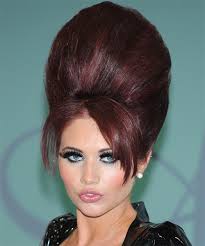 Amy Childs Long Straight Dark Burgundy Red Emo Updo Hairstyle with Side  Swept Bangs