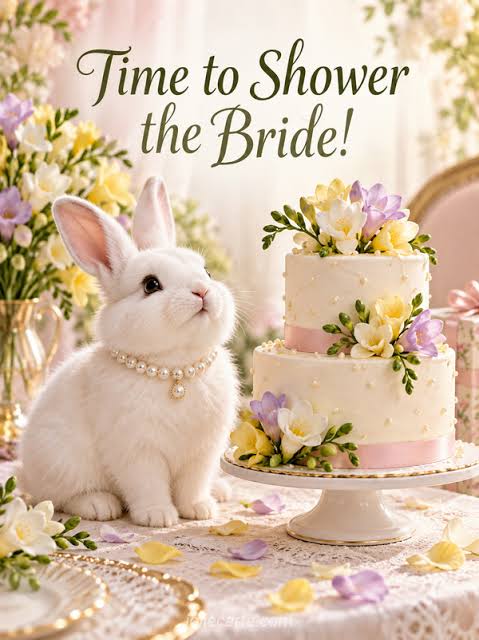 Time to Shower the Bride Invitation with a Rabbit - JolieCarte