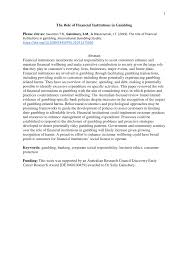 Pdf The Role Of Financial Institutions In Gambling