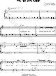 Lyrics for you're welcome by voiceplay feat. You Re Welcome From Moana Sheet Music Easy Piano In C Major Download Print Sku Mn0170987