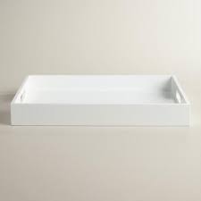 White Rectangular Lacquer Serving Tray V2