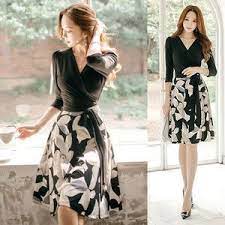 ワンピース レディース きれいめ 40代 上品 春 ファッション カシュクールワンピース 膝丈 ドッキングワンピース バイカラー 花柄 7分袖 服 きれいめ jennie alice 春 ファッション ファッション ワンピース