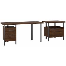 Cabinet or drawers built into the lower half of the secretary provides ample storage space for office supplies, books, magazines and notebooks. Architect 60w L Desk With Lateral File In Modern Walnut Engineered Wood Walmart Com Walmart Com