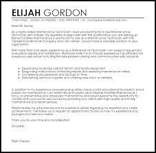 Maintenance Technician Cover Letter Sample Cover Letter Templates Examples