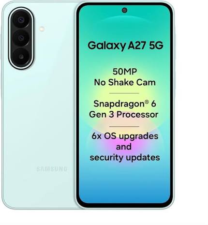 Samsung Galaxy A27 5G (Light Green, 6GB RAM, 128GB Storage) | 50MP No Shake Triple Camera | Snapdragon 4nm Processor | LPDDR5x | UFS 3.1 Storage | 6 Gen OS Upgrades | Super AMOLED Display : Amazon.in: Electronics