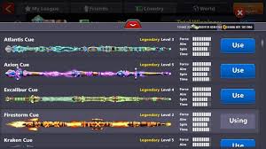 There is currently 143 cues: 8 Ball Pool Mega Mod Premium Features Kzr