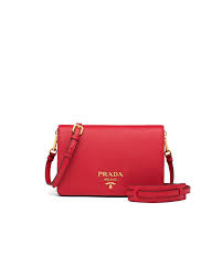 Red D Leather Shoulder Bag Prada