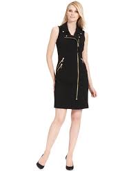 Calvin Klein Dress Sleeveless Zip Front Moto Sheath Dresses Women Macy S Calvin Klein Dress Fashion Clothes