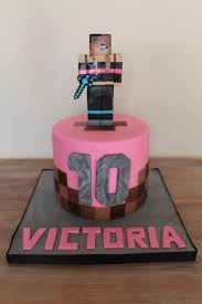 Girly Pink Minecraft Birthday Cake Fondant Figurine Minecraft Birthday Cake Roblox Birthday Cake Minecraft Birthday