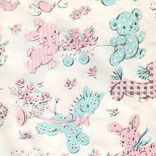 Vintage Baby Shower Gift Wrap Uncut Sheet Pastel Pink Blue Bears Bunnies Sheep Dog Vintage Wrapping Paper Vintage Baby Japanese Wrapping Cloth