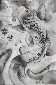 Black And White Japanese Art Wallpaper Traditional Art Paintings Animals From Dachan1 Another Koi Art Japanese Art Fish Art