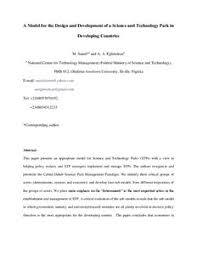 James broughel and adam thierer. A Model For The Design And Development Of A Science And Technology Park In Developing Countries Munich Personal Repec Archive