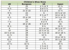 Kid Shoe Size Chart Conversion Kids