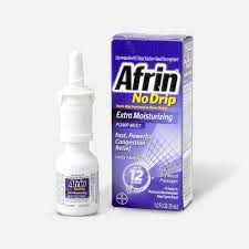 You can also try a saline or salt water nasal spray to help ease your congestion, she says. Afrin No Drip 12 Hour Pump Mist Extra Moisturizing 5 Fl Oz