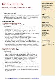 Subway Sandwich Artist Resume Samples Qwikresume