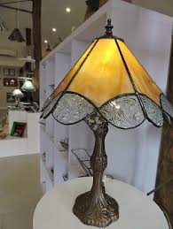 Stained glass lamp shades australia. Amber And Florial Lamp By Volcania Art Glass Lovely Warm Glow 295au Stained Glass Lighting Stained Glass Lamp Shades Stained Glass Table Lamps