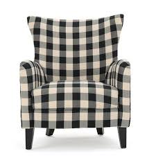 Black And White Buffalo Plaid Chair And Ottoman Home Armchair Farmhouse Armchair Club Chairs