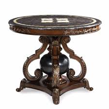 Shown in creamy pearl finish. Michael Amini Collection Round Center Foyer Room Table Marble Top Furniture Mamini Traditional Michael Amini Furniture Furniture Aico Furniture