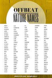Offbeat Nature Baby Names List For Boys And Girls I Have So Many More Like The Wonderful Moss I Ll Have To Do A Sequel Nature Names Baby Name List Names